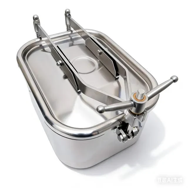 Stainless Steel 304 Sanitary Flanged Square Manhole with Hinge — 3/6