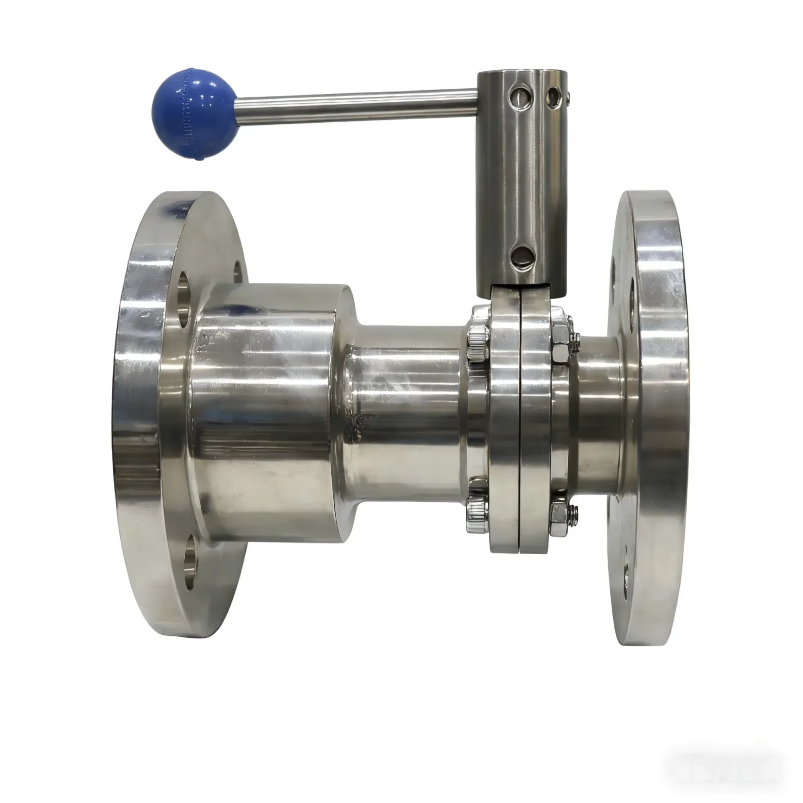 Stainless steel flange type manual DN100 milk water butterfly valve — 3/6