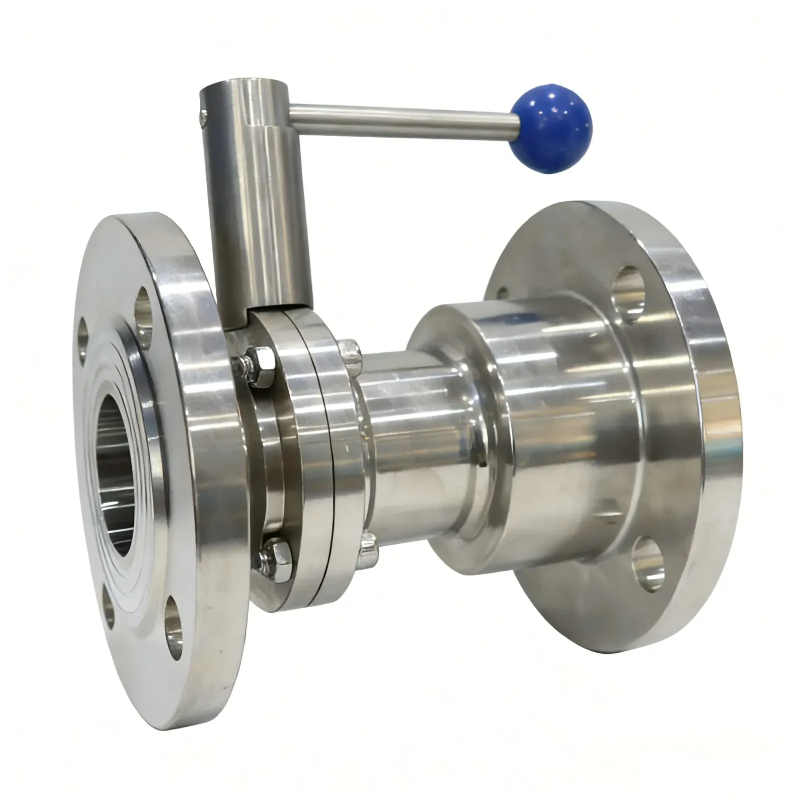 Stainless steel flange type manual DN100 milk water butterfly valve — 4/6