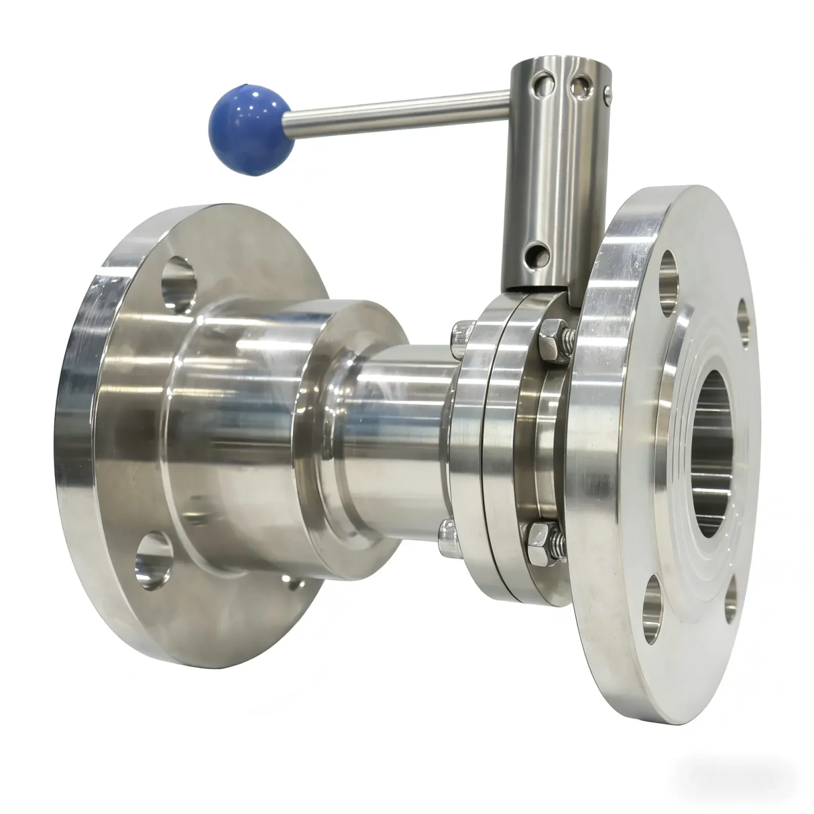 Stainless steel flange type manual DN100 milk water butterfly valve — 5/6