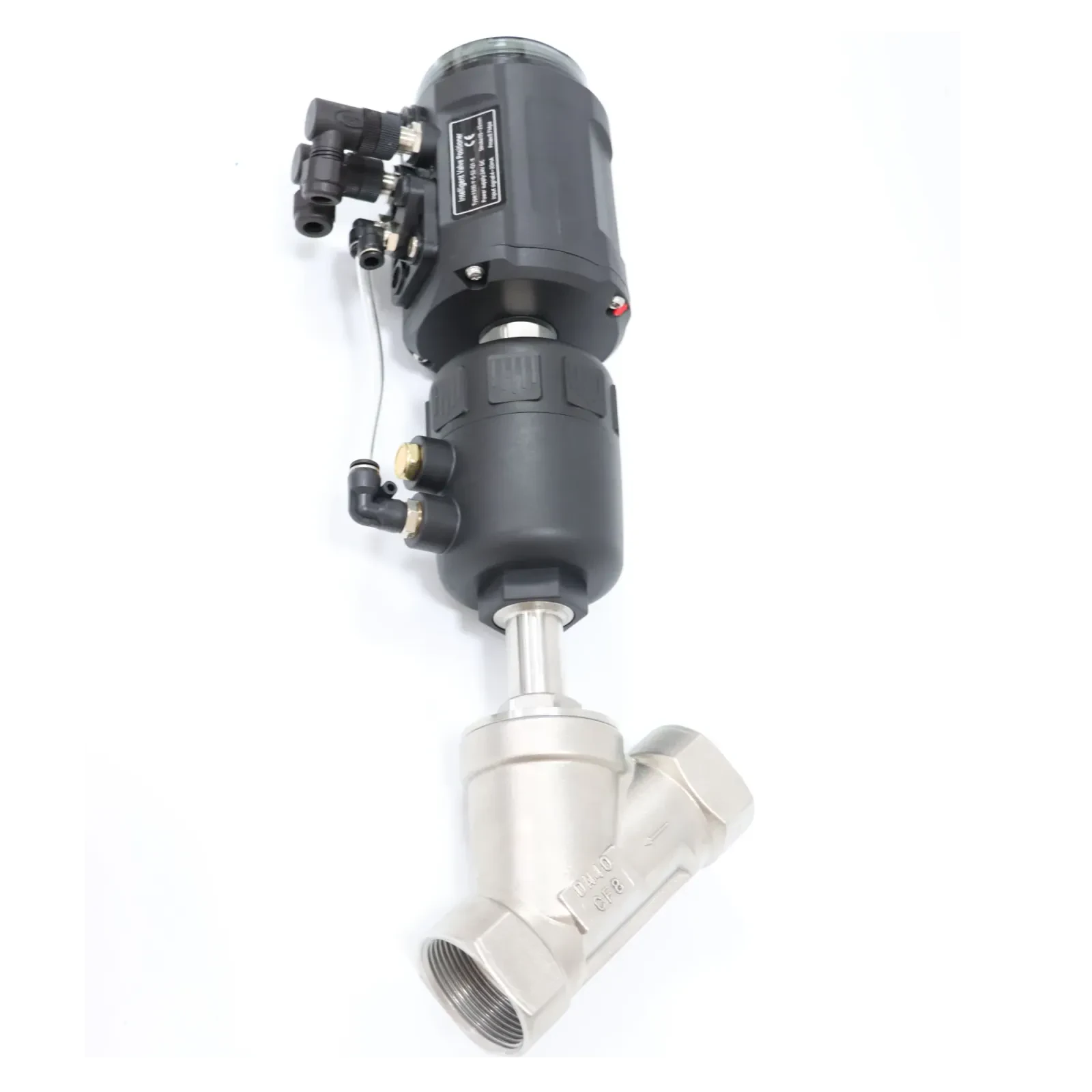 Stainless Steel Sanitary Pneumatic Plastic Head Intelligent Positioning Angle Seat Valve — 4/6