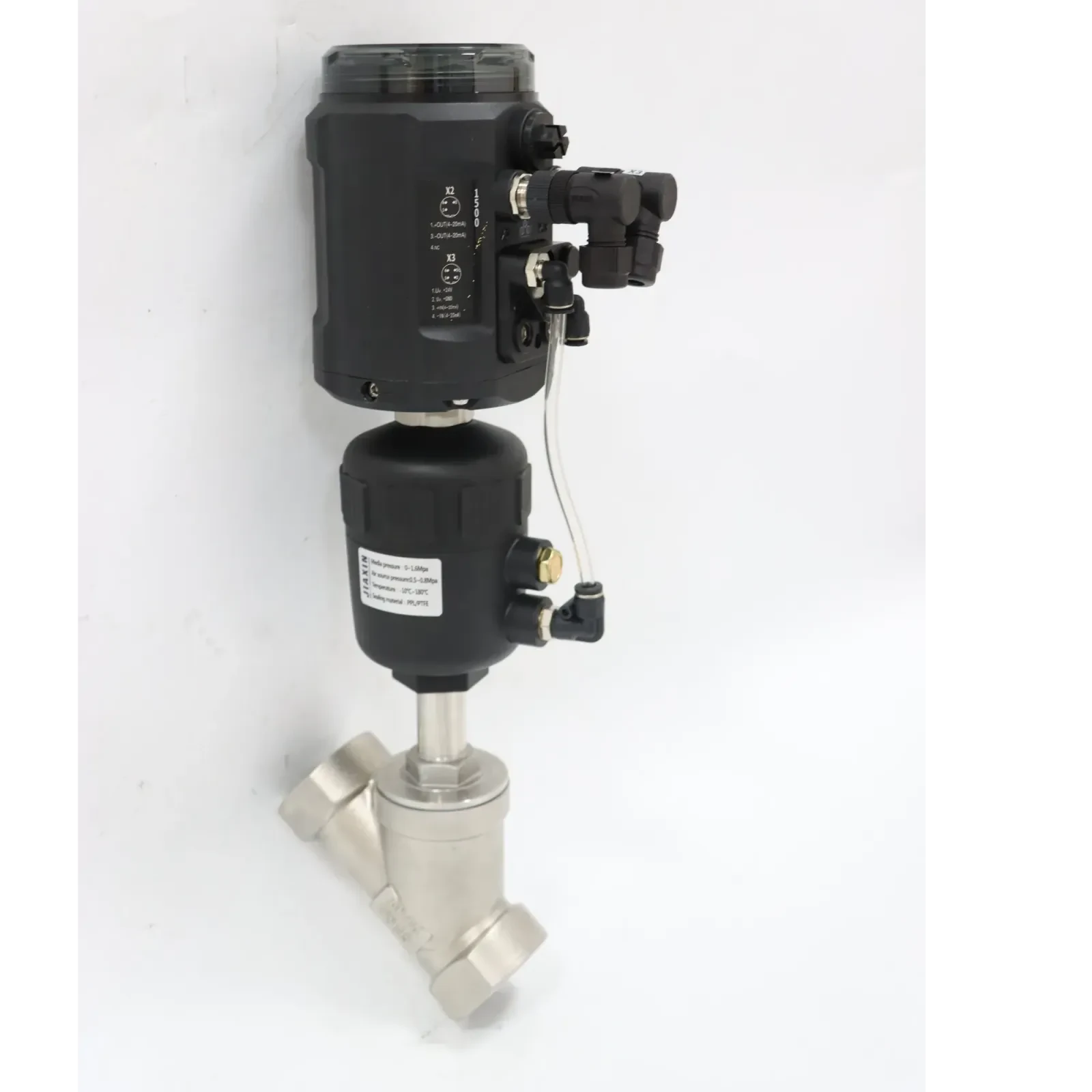 Stainless Steel Sanitary Pneumatic Plastic Head Intelligent Positioning Angle Seat Valve — 5/6