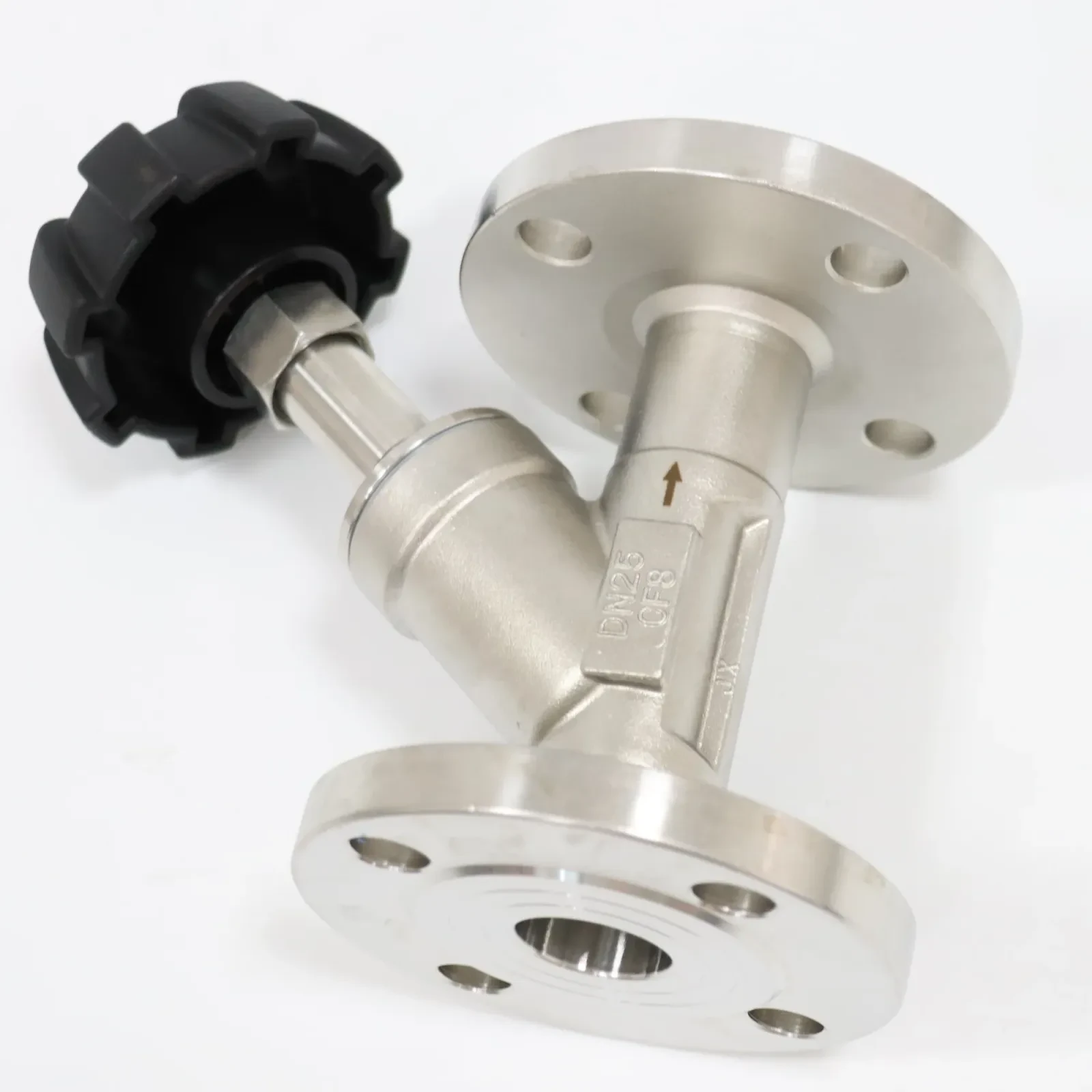 Stainless Steel Flange Steam Valve Plastic Head Manual Angle Seat Valve — 4/6