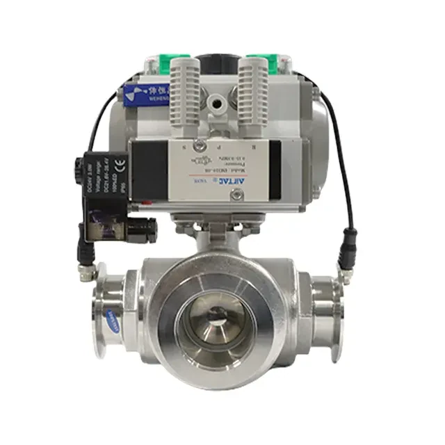 Stainless Steel Sanitary Quick-install Three-way Ball Valve Electric Actuator — 3/6