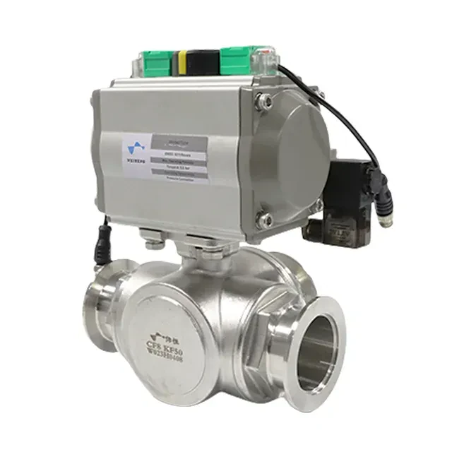 Stainless Steel Sanitary Quick-install Three-way Ball Valve Electric Actuator — 4/6