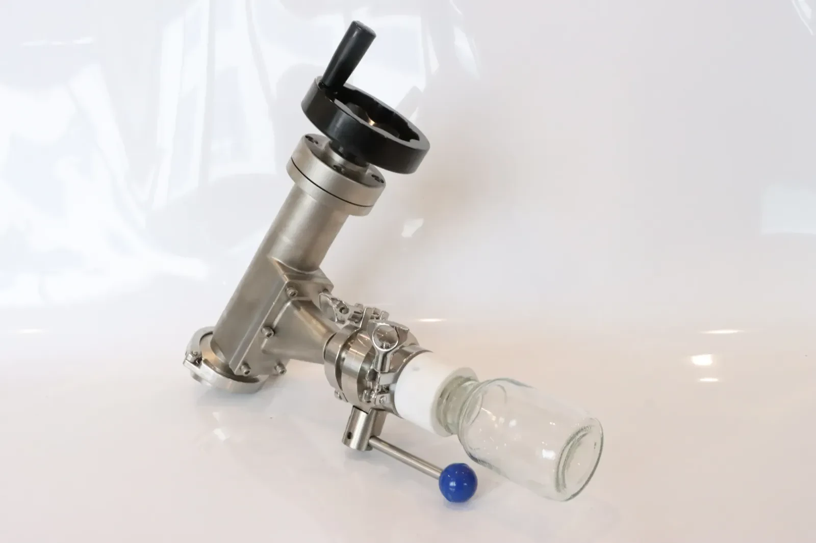 Stainless steel sanitary push-button vacuum plunger oil sampling valve — 5/6