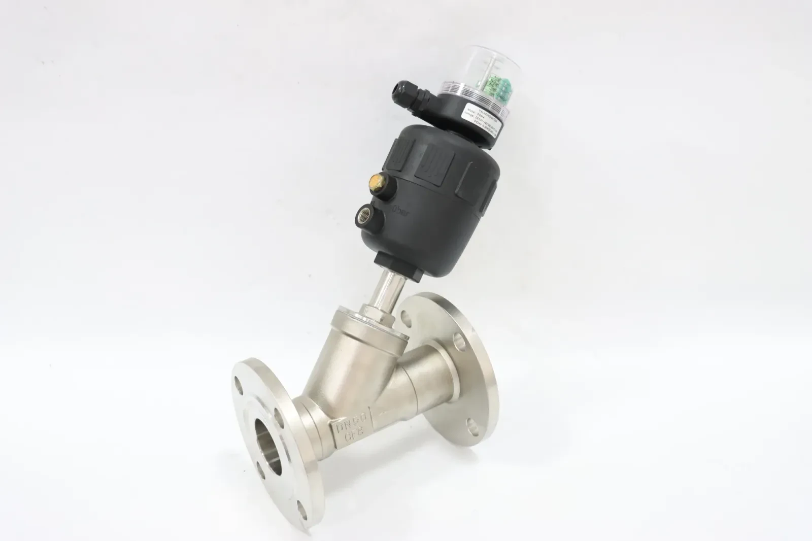 Stainless Steel Two-way Flange Pneumatic Plastic Head Angle Seat Valve — 2/6