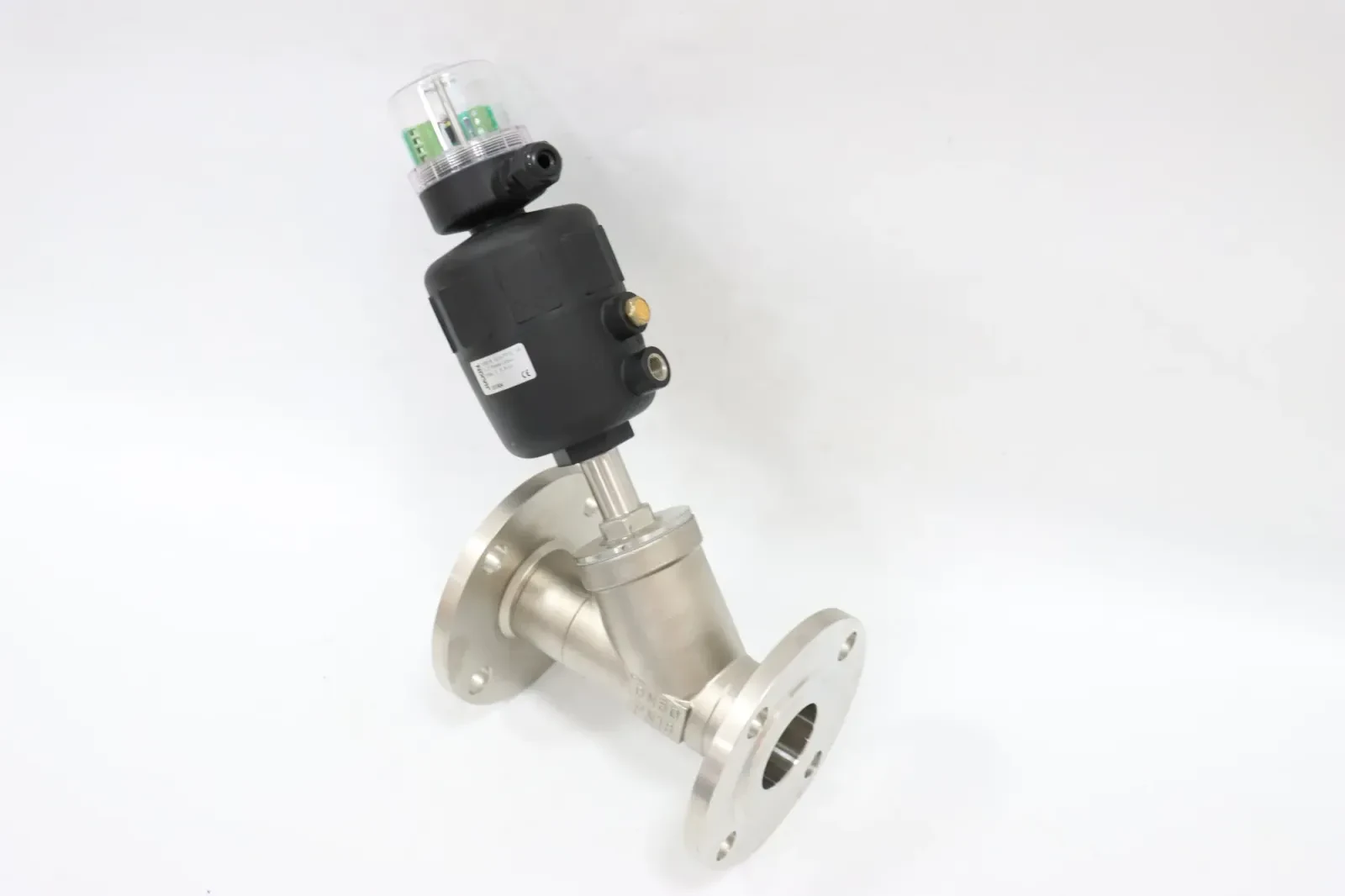 Stainless Steel Two-way Flange Pneumatic Plastic Head Angle Seat Valve — 4/6