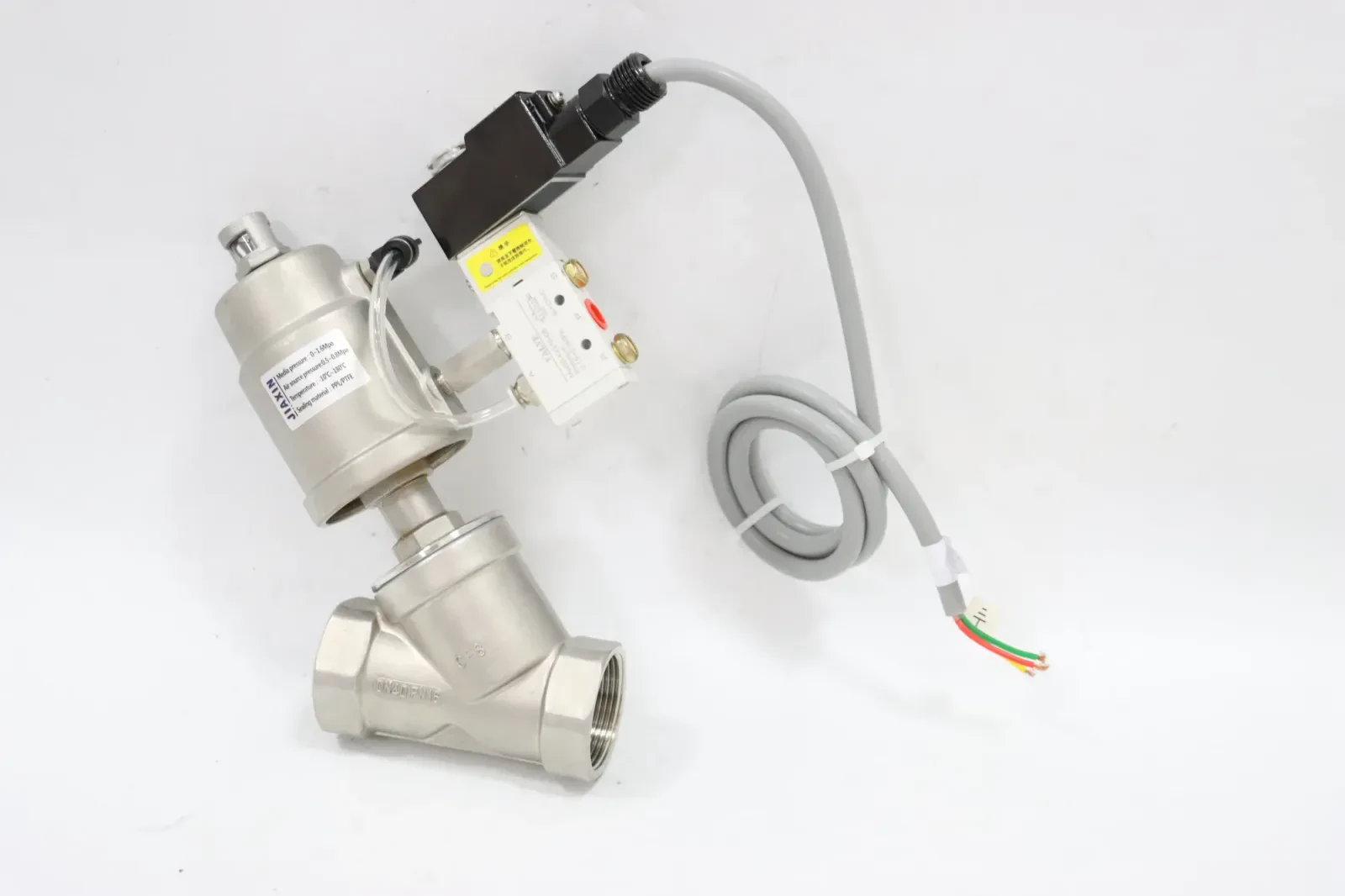 Stainless Steel Sanitary Pneumatic Threaded Piston Angle Seat Valve — 6/6