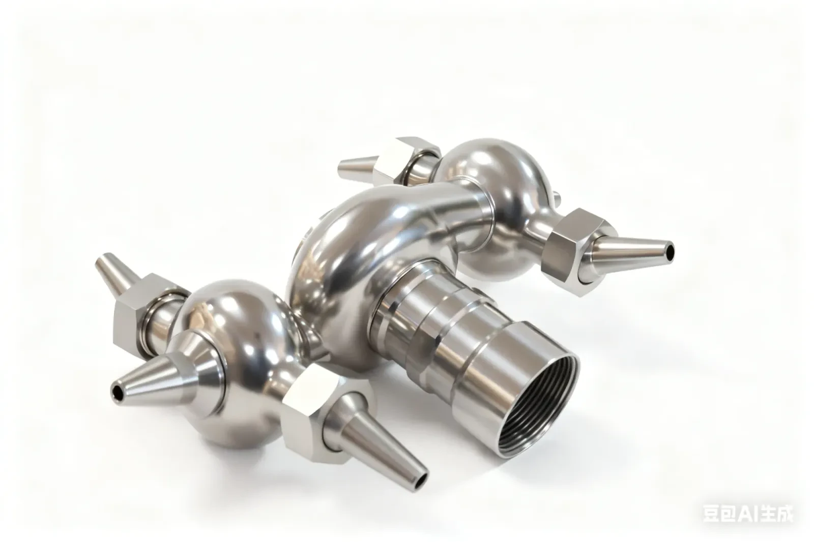 Stainless steel tank with rotating horn-shaped cleaning ball — 3/6