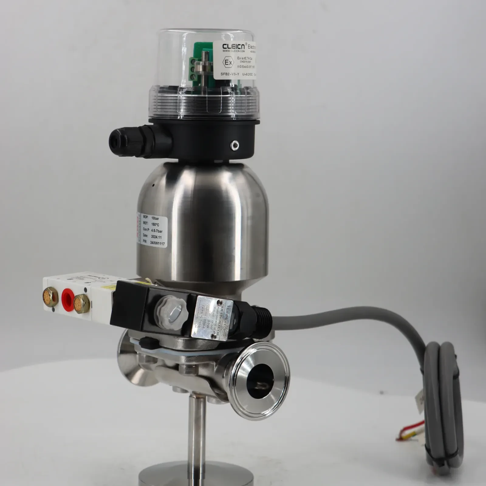 Stainless steel sanitary ptfe lined rubber pneumatic diaphragm valve — 3/6