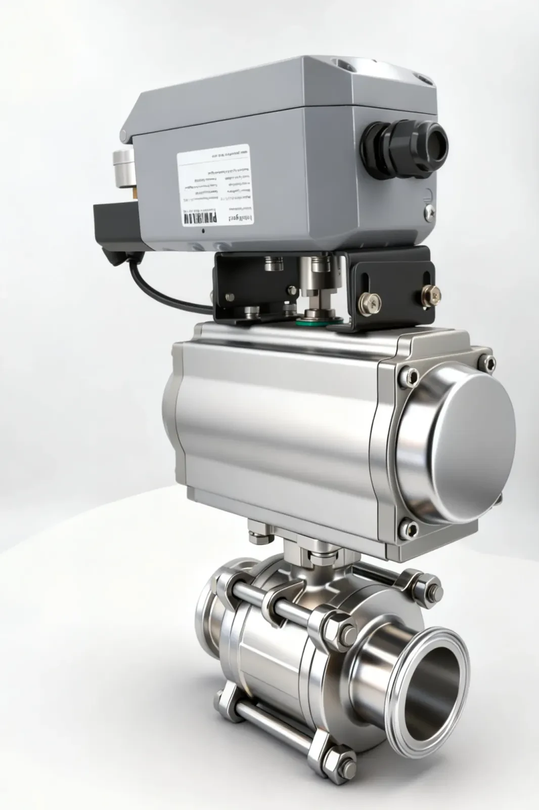 Stainless steel sanitary positioner pneumatic regulating ball valve — 3/6