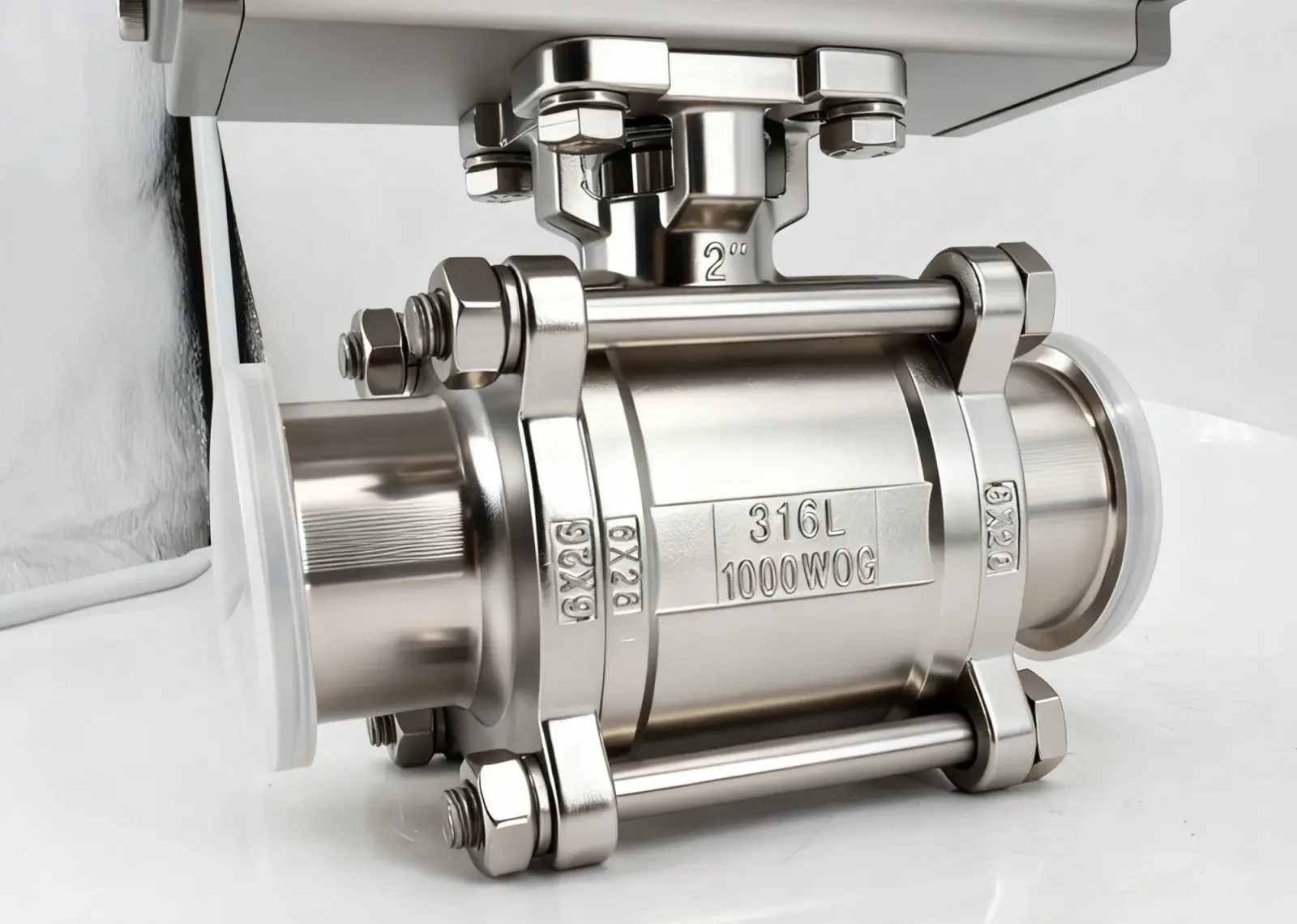 Stainless steel sanitary positioner pneumatic regulating ball valve — 5/6