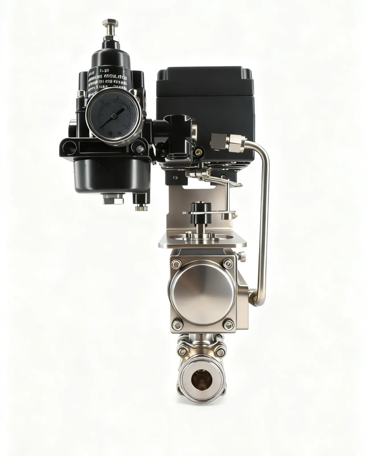 Pneumatic sanitary stainless steel quick-release three-piece regulating ball valve — 3/6