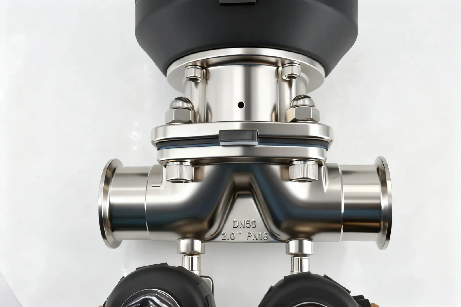 Stainless steel sanitary plastic head pneumatic quick-install diaphragm valve — 5/6