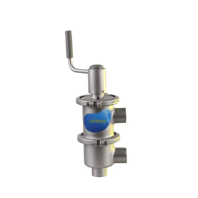 Stainless Steel Food Grade Clamped Cylindrical Base Pneumatic Reversing Valve — 3/6