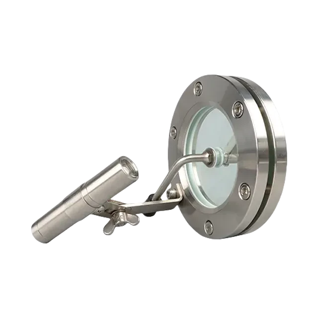High Pressure Sanitary Stainless Steel Bolt On Union Sight Glass with Movable Light & Wiper — 2/6