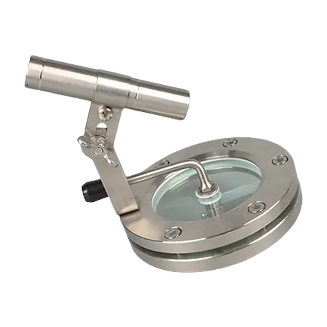 High Pressure Sanitary Stainless Steel Bolt On Union Sight Glass with Movable Light & Wiper — 3/6