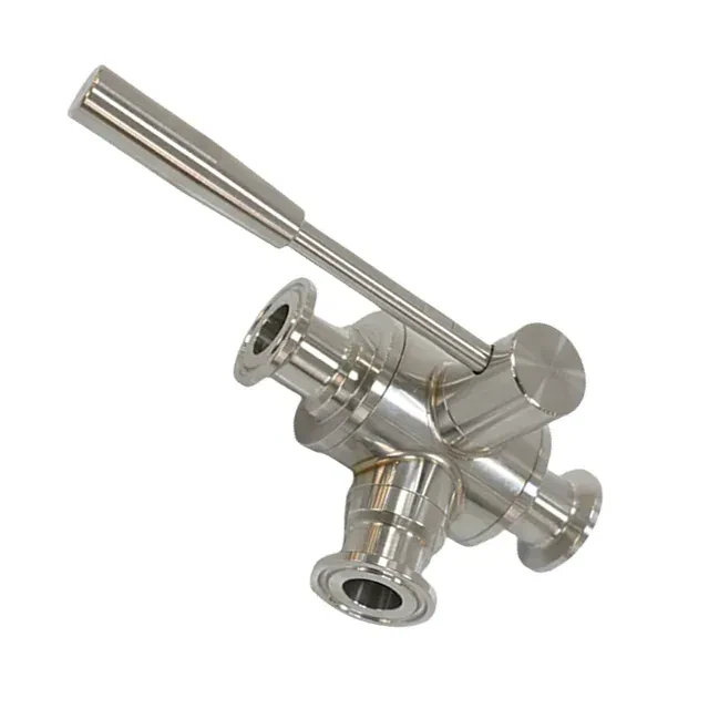 Stainless Steel Sanitary Quick-install Manual Three-way Ball Valve BV — 5/6