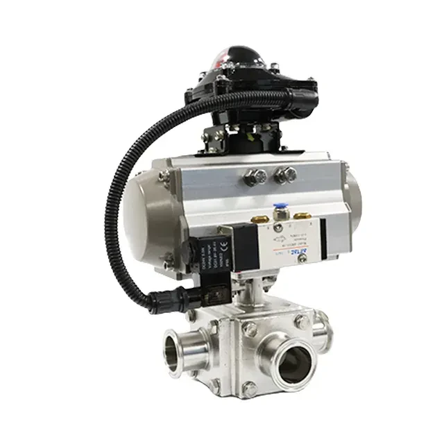 Stainless Steel Sanitary Forged Welded Pneumatic Three-way T Ball Valve — 2/6