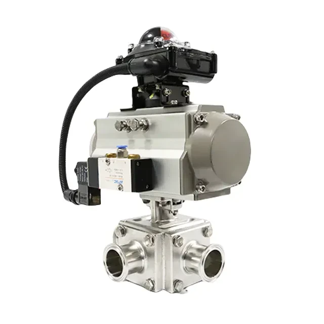 Stainless Steel Sanitary Forged Welded Pneumatic Three-way T Ball Valve — 3/6
