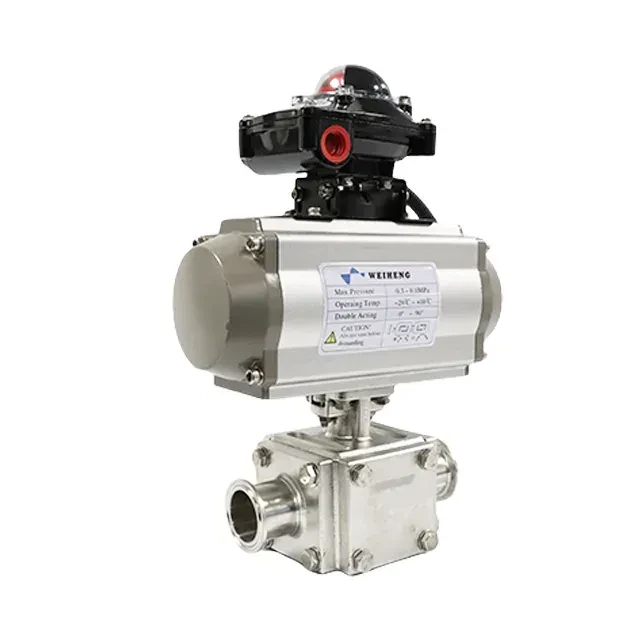 Stainless Steel Sanitary Forged Welded Pneumatic Three-way T Ball Valve — 4/6