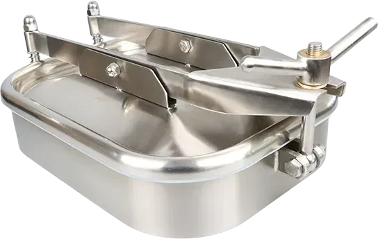 Sanitary DN500 Stainless Stee lOutward Opening Manhole Cover With Single Hand Nut Lock — 3/6