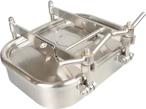 Stainless Steel  Food Grade  Rectangular Inward Hinged Closure Manhole for Viton  Gasket — 4/6