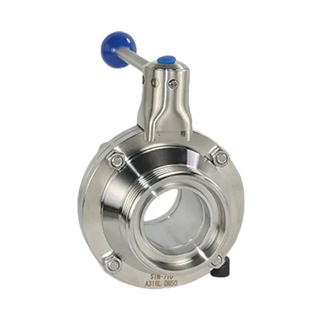 Sanitary Stainless Steel Food Grade Male Threaded Butterfly Valve with Manual Hand Lever — 5/6