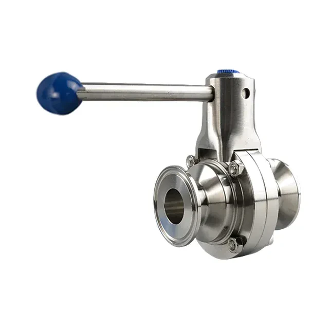 Stainless Steel Sanitary Punching Center Line Butterfly Valve with Hanle Actuator — 4/6