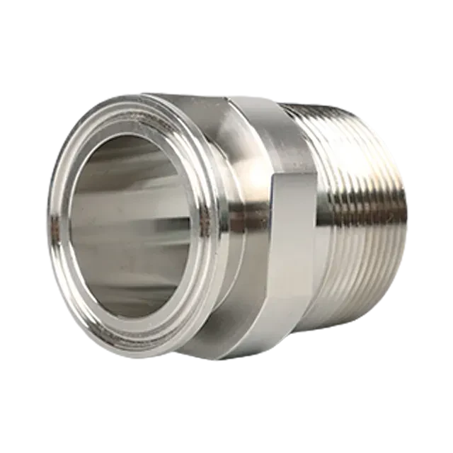 Sanitary Stainless Steel Aseptic Tri-Clamp to Threaded Seamless Round Tubing Hose Fitting Adaptor — 4/6