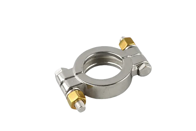 Stainless Steel Sanitary Heavy Duty Bolted Tri Clamp with Light Copper Finger Screw — 4/6