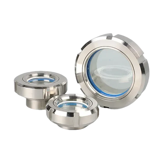 Stainless Steel Round SMS Union Type Sight Tampered Glass  with Weld End — 3/6