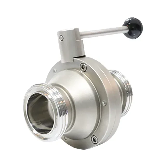 Sanitary  Stainless Steel Manual Operated  Threaded Butterfly Ball  Valve with Pull Handle — 2/6