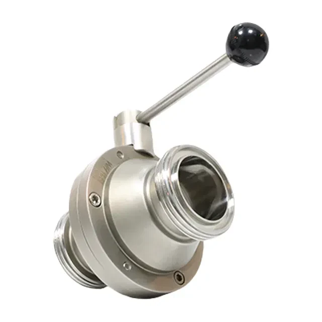 Sanitary  Stainless Steel Manual Operated  Threaded Butterfly Ball  Valve with Pull Handle — 3/6