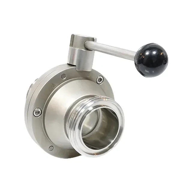 Sanitary  Stainless Steel Manual Operated  Threaded Butterfly Ball  Valve with Pull Handle — 4/6