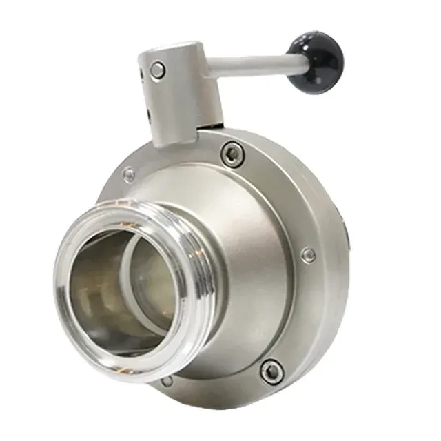 Sanitary  Stainless Steel Manual Operated  Threaded Butterfly Ball  Valve with Pull Handle — 5/6