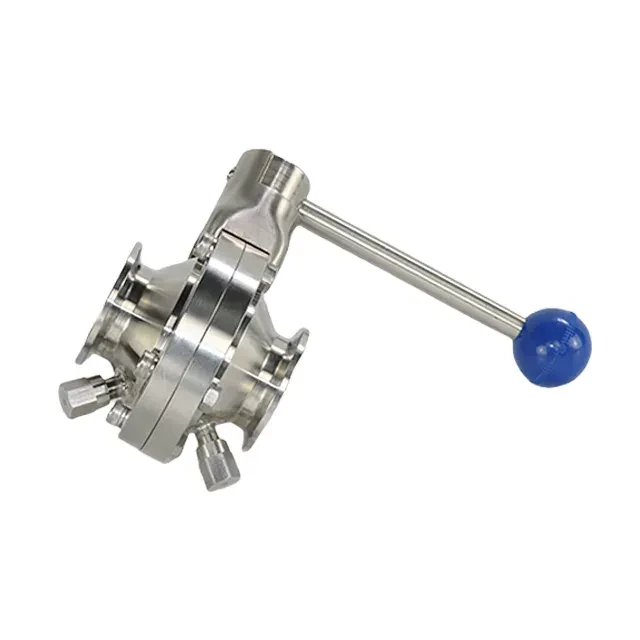 High Pressure Stainless Steel  Clamp-End Butterfly Ball Valve with Manual Handlever and CIP Ports — 3/6