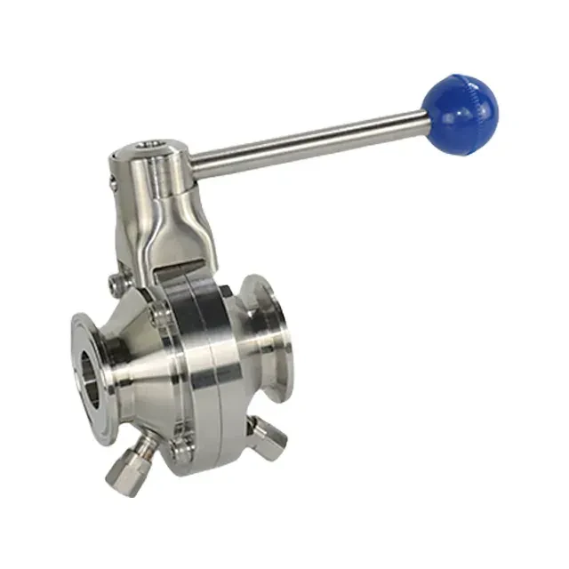 High Pressure Stainless Steel  Clamp-End Butterfly Ball Valve with Manual Handlever and CIP Ports — 4/6