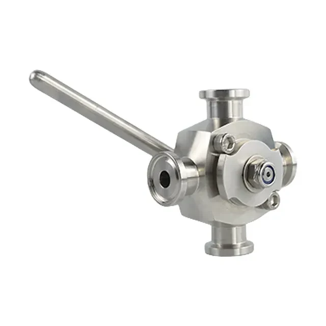 Stainless Steel  Sanitary Manual 4-Way Single Port Tri-Clamp Plug Valve — 3/6