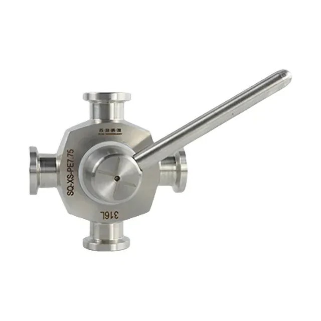 Stainless Steel  Sanitary Manual 4-Way Single Port Tri-Clamp Plug Valve — 4/6