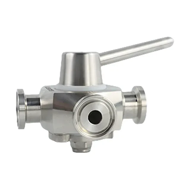 Stainless Steel  Sanitary Manual 4-Way Single Port Tri-Clamp Plug Valve — 6/6