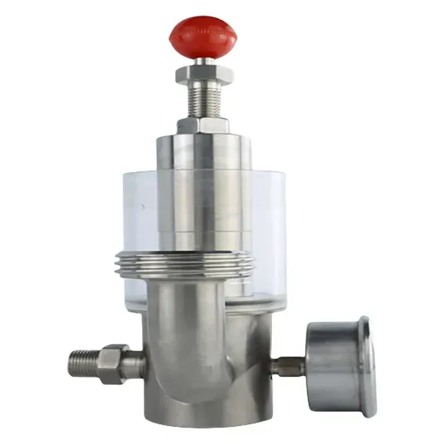 Stainless Steel Sanitary Elbow Pressure Gauge Type Air Relief Safety Valve — 2/6