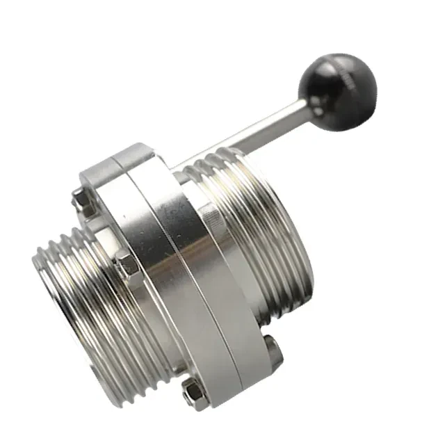 Stainless Steel Sanitary Male Thread Lever Controlled Butterfly Valve — 4/6
