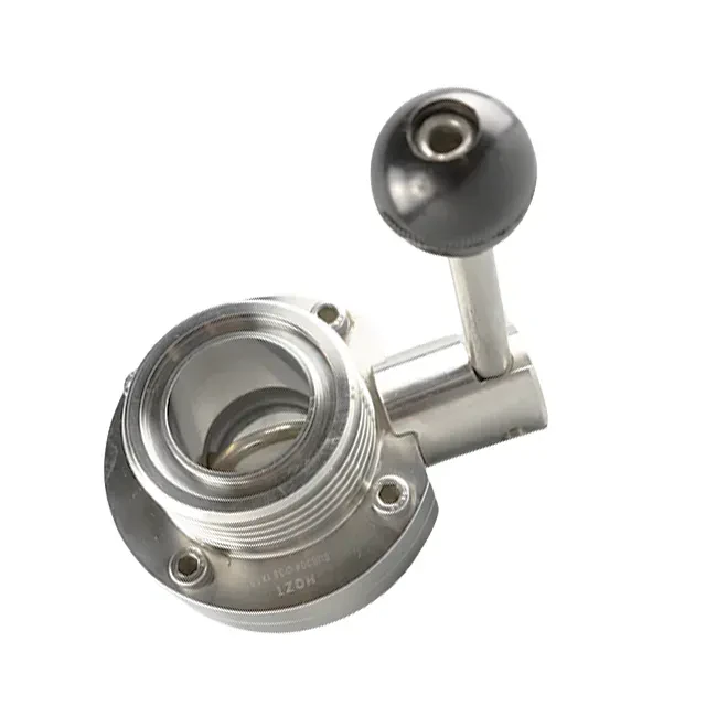 Stainless Steel Sanitary Male Thread Lever Controlled Butterfly Valve — 5/6