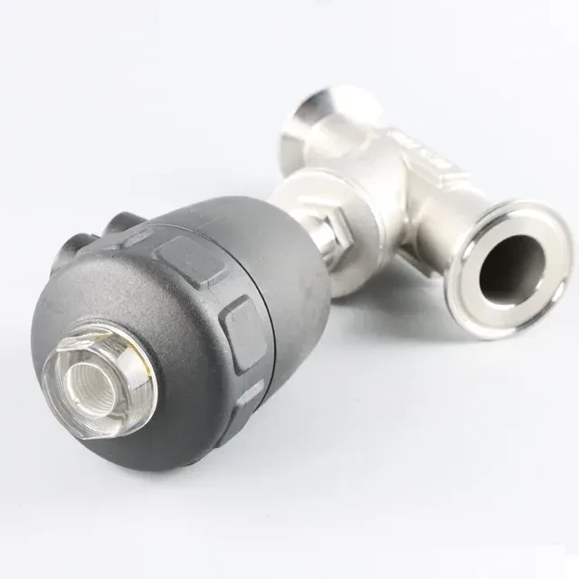 Stainless Steel Hygienic Pneumatic Angle Seat Valve with Metal Actuator — 3/6