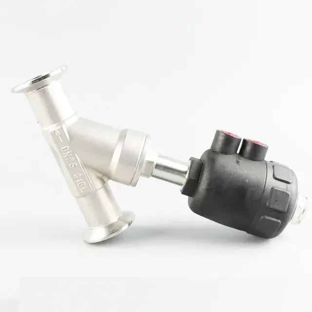 Stainless Steel Hygienic Pneumatic Angle Seat Valve with Metal Actuator — 2/6