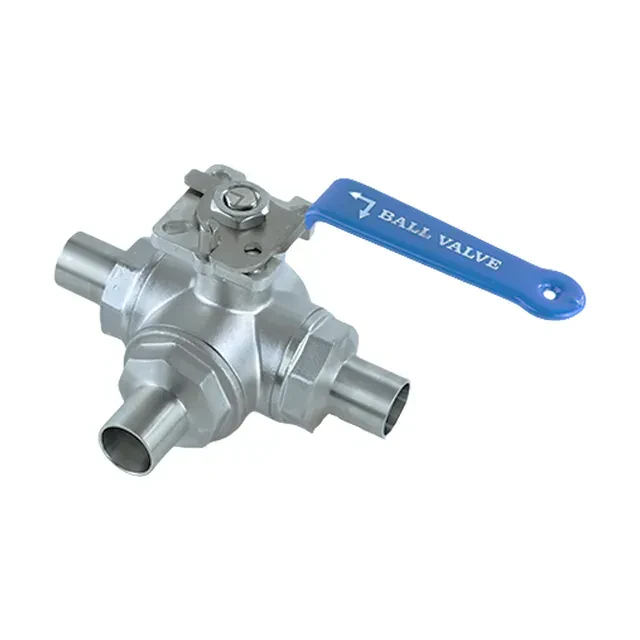 Sanitary Stainless Steel Welded Three-Way Ball Valve with Manual Lever Handle — 2/6