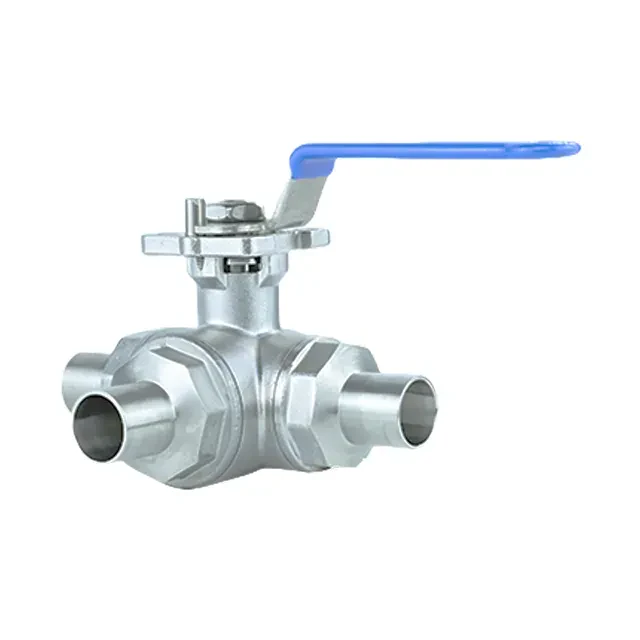 Sanitary Stainless Steel Welded Three-Way Ball Valve with Manual Lever Handle — 4/6