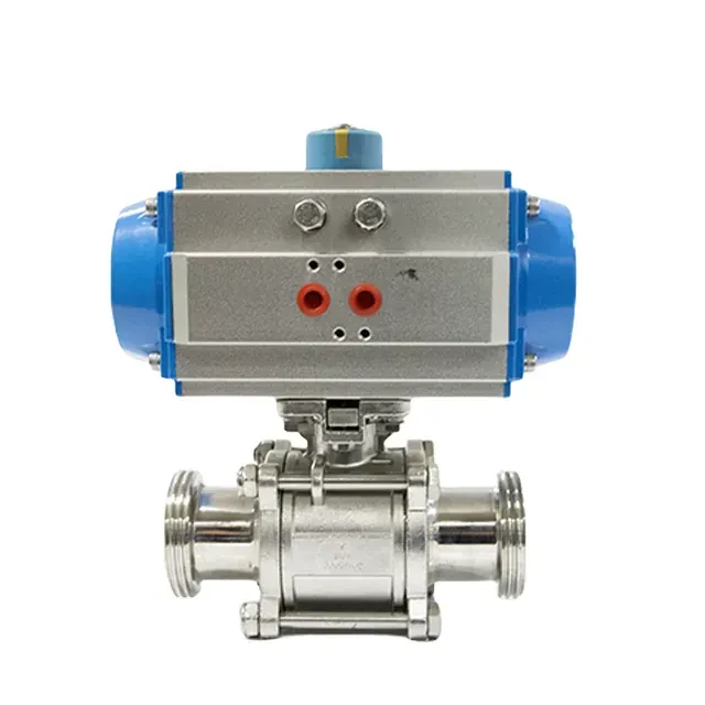 Stainless Steel 3 Piece Pneumatic Flow Control Valve with Threaded End Connection — 3/6